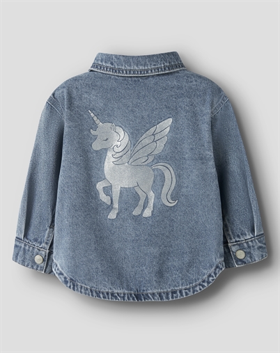 Name It - NMFLuna Glitter Denim Jakke - Medium Blue Denim/Unicorn Glitter